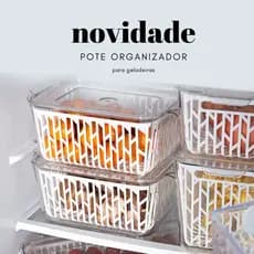 Pote Organizador Para Geladeira Conservador de Alimentos e Com Cesto Para Higienizar os Alimentos