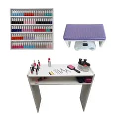 Mesa Para Manicure + Nicho Para Esmaltes + Apoio De Punho Roxo