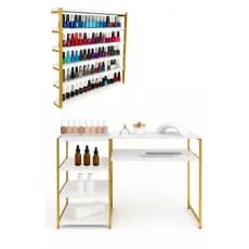 Mesa Manicure e Expositor Esmaltes MDF e Aço Metalon Várias Cores