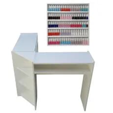 Mesa L Manicure MDF + Expositor Para 200 Esmaltes Oferta