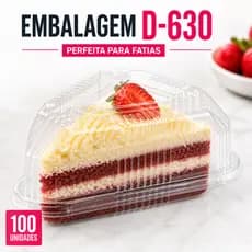 100 Embalagens Para Fatia De Bolo Torta Transparente D-630 Alta Resistência (G630)