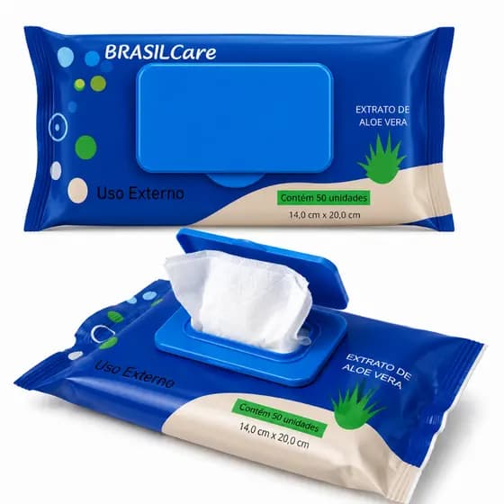 300 Lenços Umedecido Brasil Care Rosto Corpo Lempeza Facial Higiênico Uso Diário