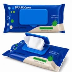 300 Lenços Umedecido Brasil Care Rosto Corpo Lempeza Facial Higiênico Uso Diário