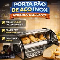 Porta Pao De Box Inox Com Tampa Deslizante Organizador De Cozinha Gourmet Porta Pao De Forma E Frances Premium
