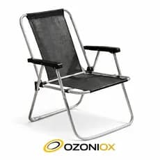 Cadeira Praia Mor Alta Piscina Praia Cor Preta  Aluminio