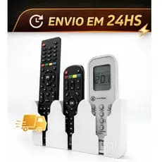 Suporte de Controle Remoto Parede 3 Divisórias | Organizador TV e Ar Condicionado | Fixação Sem Furo