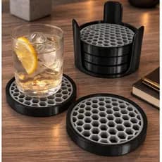 Kit Porta Copos com Suporte Organizador – Design Colmeia Antiderrapante para Mesa, Sala e Cozinha