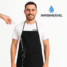Avental de Cozinha Lavanderia Preto All Black Impermeável com Bolso