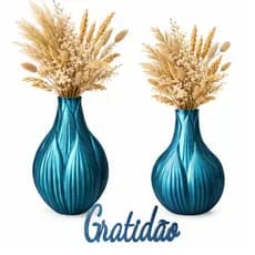 Kit 2 Vasos Decorativo Tulipa Letreiro Gratidão ou Fé Moderno Minimalista Aparador Mesa Decoração