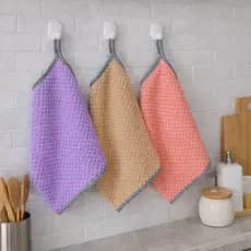 kit 3 Toalhas de Prato Absorventes Multiuso Reutilizáveis em Tecido Macio para Cozinha
