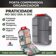 Porta Comprimidos Semanal Compacto | Organizador de Remédios Portátil Cabe no Bolso - Envio Imediato