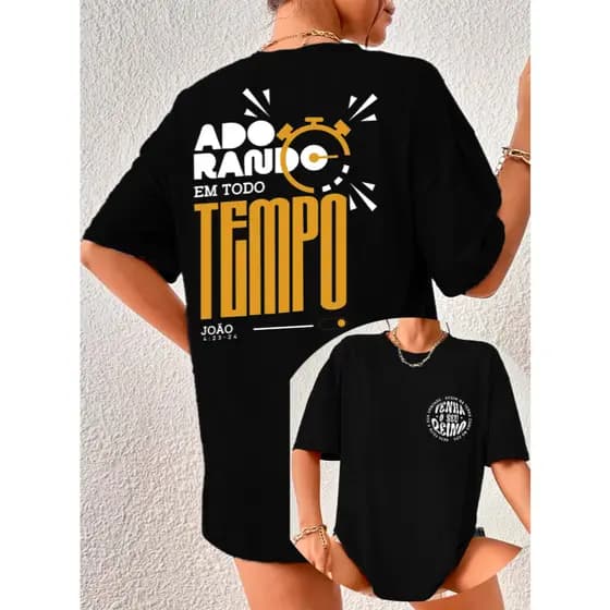 Camiseta Deus Adorando Em Todo Tempo Camisa Algodão Gospel Jovem
