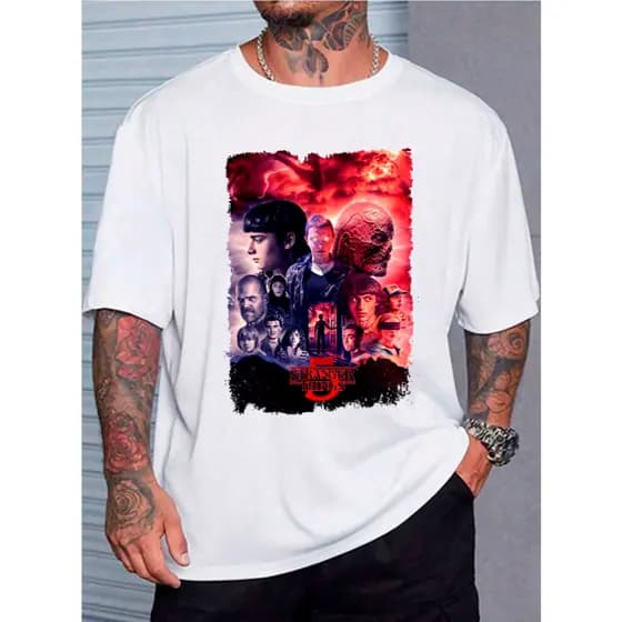 Camiseta Unissex Stranger Things 5a Camisa Serie Final