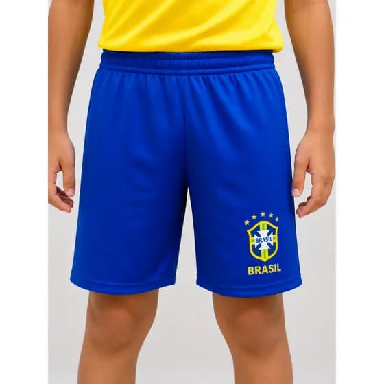 Shorts Esportivo Infantil Helanca Poliéster Leve Confortável Futebol Treino Dia a Dia