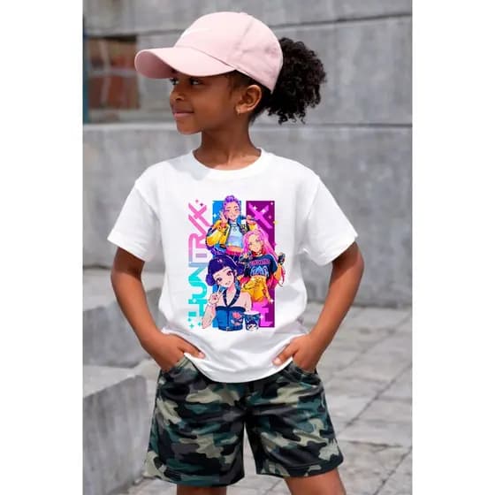 Camiseta Infantil Huntrix Guerreiras Do K-pop Md3