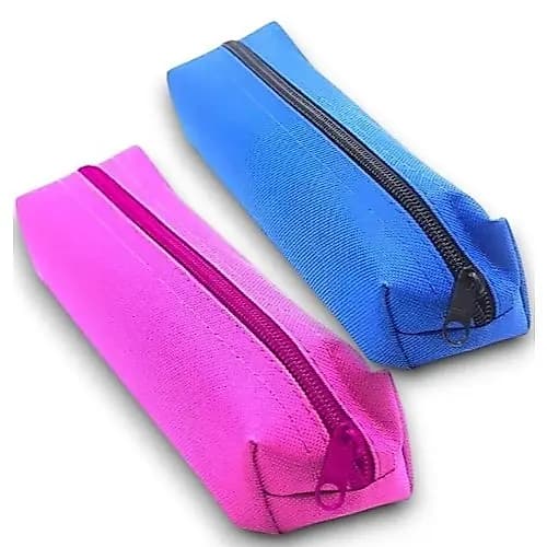Estojo De Nylon ACP 1 Zíper Compacto Resistente Escolar Faculdade Trabalho Cores Rosa e Azul