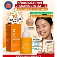 Sérum Vitamina C 10 em 1 Uniformiza o tom da Pele e HIdrata Original Max love