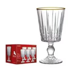 Jogo de 6  taças de vidro com borda dourada luxo 320 ml.
