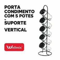 Porta tempero com suporte 6 peças.
