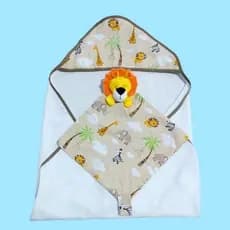 Toalha de banho para bebê e Naninha com urso de pelúcia para Nenê