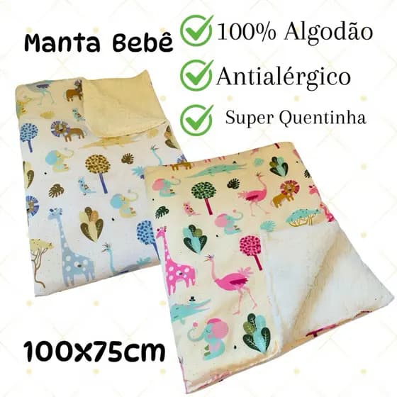 Cobertor Infantil Cobertor Bebê Menino Menina Várias estampas Sherpa