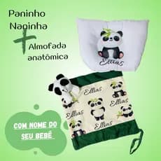 KIT  Naninha para Bebê Com Pelúcia + Almofada Anatômica com NOME DO SEU BEBE