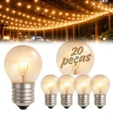 Kit 20 Lâmpada Bolinha Incandescente 15w E27 Luz Leitosa