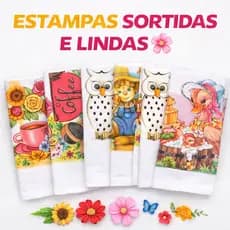 Kit 5 A 20 Panos de Prato Estampados 100% Algodão com Bainha.