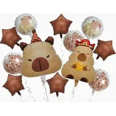 Kit 5 Balões Capivara Festa Infantil Mesversário Decoração Tema Capivara Metalizado