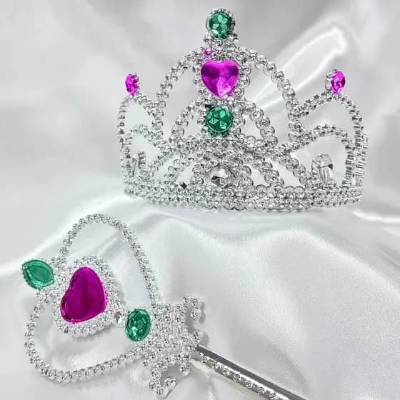 Tiara Princesa Infantil Coroa com Varinha Mágica – Kit Fantasia Princesa Menina Festa