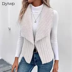 Colete Sem Mangas Feminino Outono Inverno Casual Minimalista Outerwear Solto Ajuste Leve Aconchegante Topo Para Uso Diár