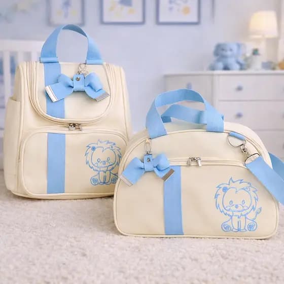 Conjunto Completo de Bolsa Maternidade  Mochila  Mala Grande para Bebê