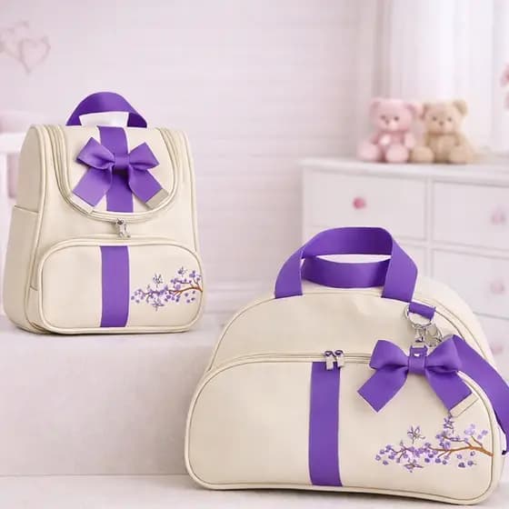 Kit Bolsa Maternidade 2 em 1 Mochila e Mala Grande Multifuncional para Bebê