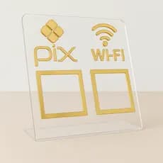 Placa Pix Acrílico Pagamento QrCode Display Mesa Balcão Pix e Wi-Fi PREMIUM