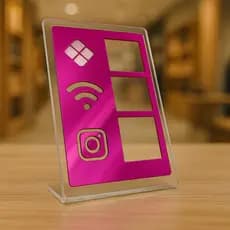 Placa  Rosa Pink Display  Pix  Wifi Wi-Fi Instagram Balcão Loja Bar