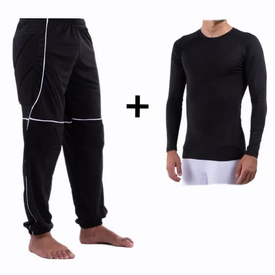KIT Calça de Goleiro com Camisa Adulto Proteção almofadada joelhos e quadril