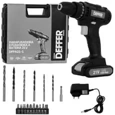 Parafusadeira e Furadeira a Bateria 21V Com Maleta + Kit Completo de Brocas e Bits - DEFFER