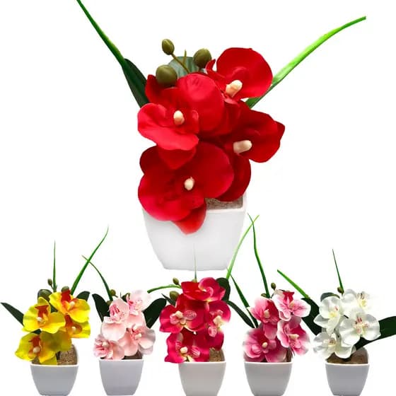 Arranjo Orquidea Pequena Artificial Cetim Decoração de Sala