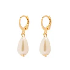 Brinco Argolinha 1 Pérola Gota Folheado A Ouro 18K