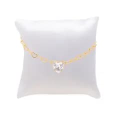 Pulseira Madrinha Pedra Cristal Folheada + Almofadinha