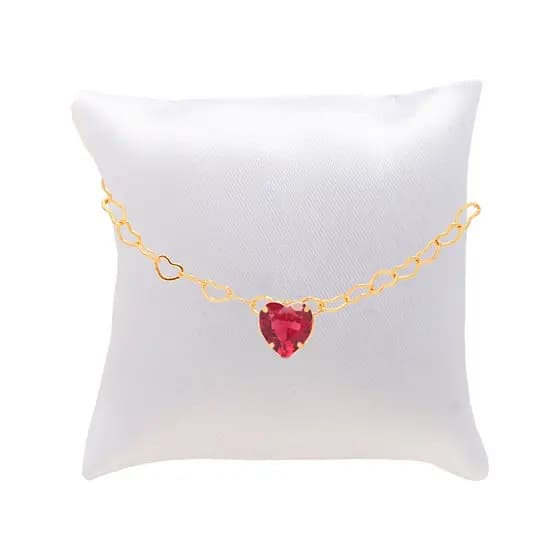 Pulseira Madrinha Pedra Pink Folheada + Almofadinha