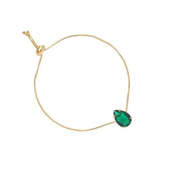 Kit 3 Pulseira Madrinha Gravata Pedra Verde Folheado Ouro