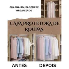 Kit 15 Capa Protetora De Roupa À Prova De Poeira e Agua Saco Suspenso Durável Fechado Com Zíper