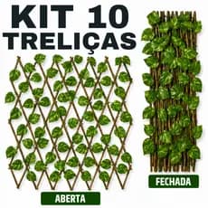 Kit 10 Treliças sanfonada Painel Madeira Decoração Para Jardim e Ambientes Cerca Viva