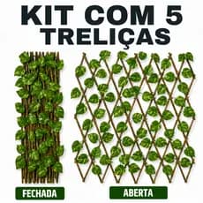 Kit 5 Treliças Gradil Cerca Painel Em Madeira Decoração Para Jardim e Ambientes Cerca Viva