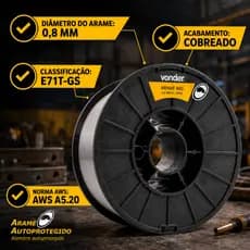 Arame Solda Mig Autoprotegido Carretel 0,8mm Sem Gás 5kg