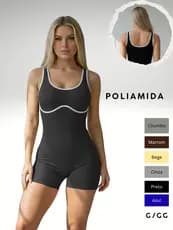 Macaquinho Fit Shorts Zero Transparencia Alta Compressão Poliamida Proteção UV50+