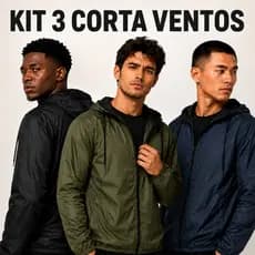 Kit 3 Jaquetas Corta Ventos Masculina Capuz Forrado Leve Resistente a Agua com Proteção UV
