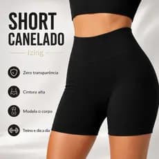 Shorts Legging Modelador Canelado Feminino Izing Realça Bumbum Sem Transparência