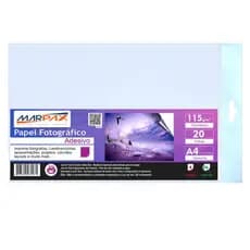 Papel Fotográfico Adesivo 115g A4 210x297mm Marpax 20 Fls